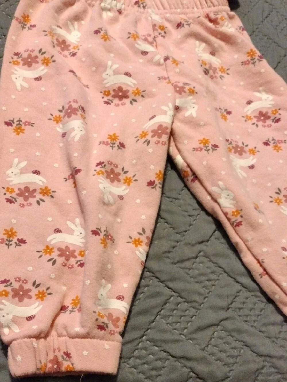 Girls Pink Bunny Two-Piece Set with Sherpa Cuff Top